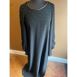 Women's Sz 2 Abaya Dress Embellished Black Purple Gold EUC